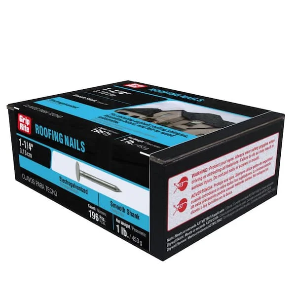 1-1/4" Electro-Galvanized Roofing Nails 1 Lb
