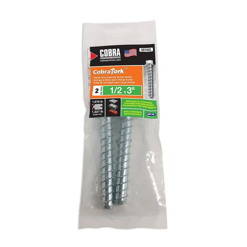 1/2" X 3" CONCRETE ANCHOR 2PK