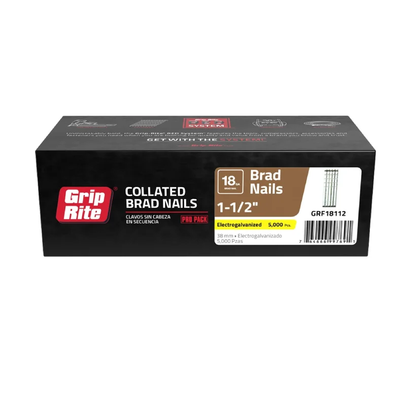 1-1/2" Electro-Galvanized Collated Brad Nails 5000