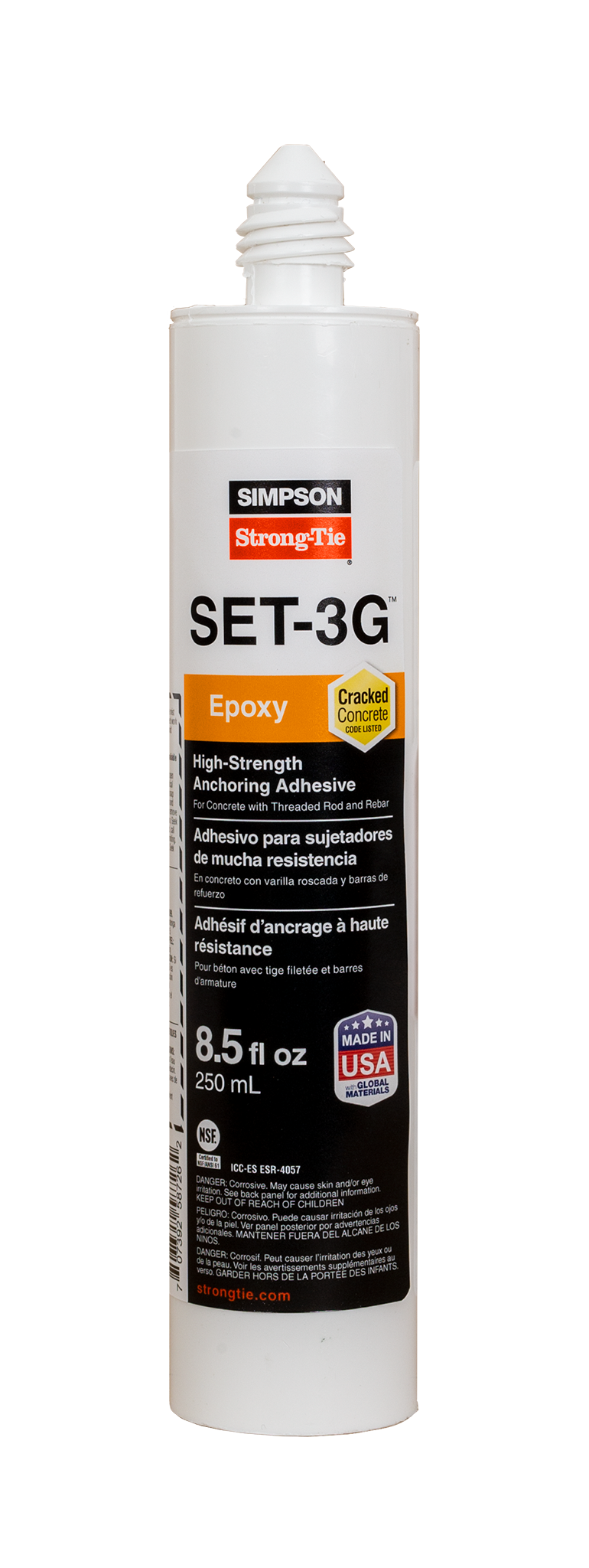 Simpson Strong-Tie SET3G10 SET-3G® 8.5 oz. High-Strength Epoxy Adhesive w/ 1 Nozzle and Extension